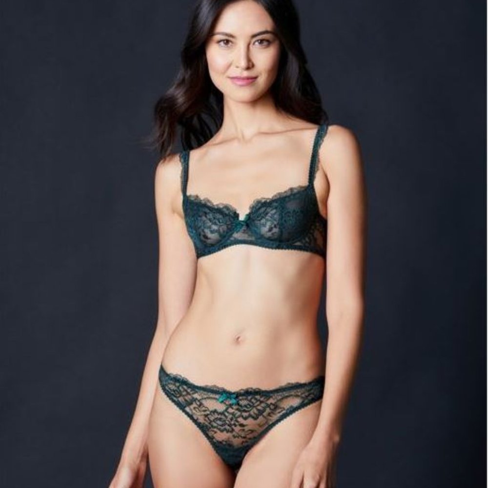 NWT Journelle Isabel Balconette Bra (30C) & Thong (SM) in Emerald